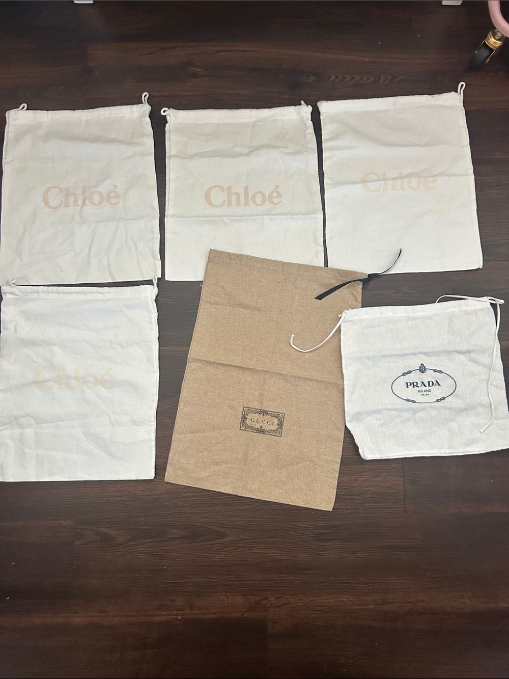 Chloé, Gucci & Prada Dust Bag Bundle - White, Tan, Natural